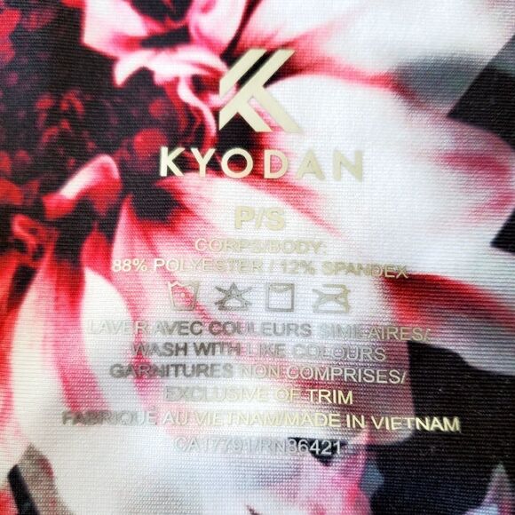 🔺️Kyodan Hot Pink & Black Floral High Waist Athletic Pants Small - Picture 7 of 7